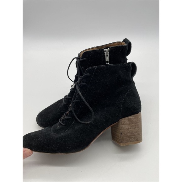 Madewell The Emilia Lace-Up Boot Stacked‎ Heel black Suede Women’s Sz 9 - Picture 2 of 6